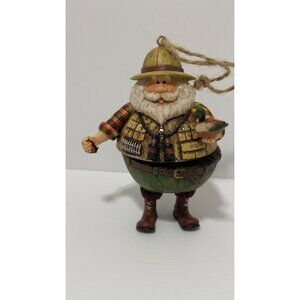 Vintage Hunter Santa Christmas Ornament With Duck & Binoculars